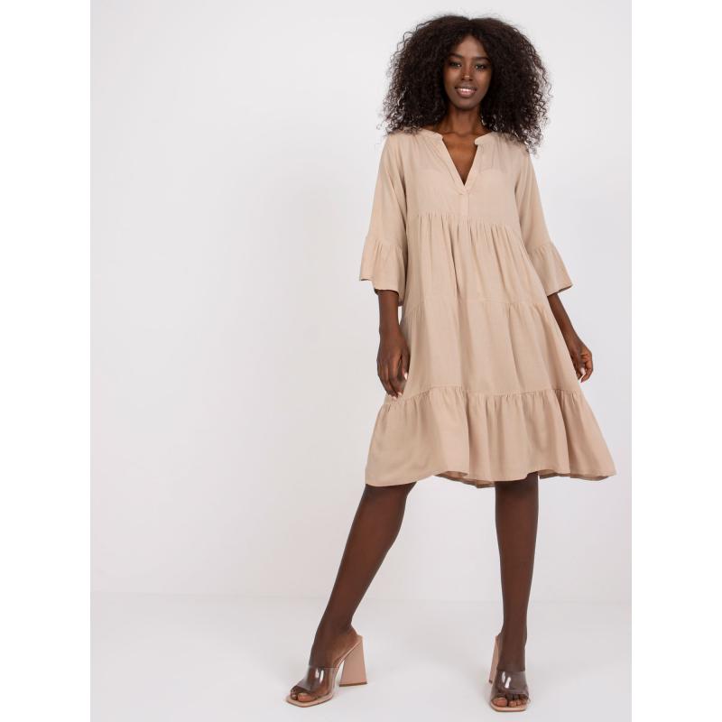 Női fodros ruha Humility SUBLEVEL bézs