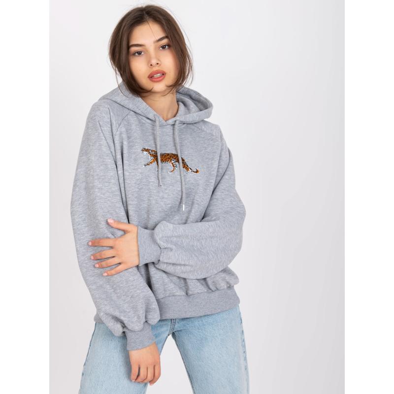 Dámská mikina s kapucí melanžová PEGGY šedá 