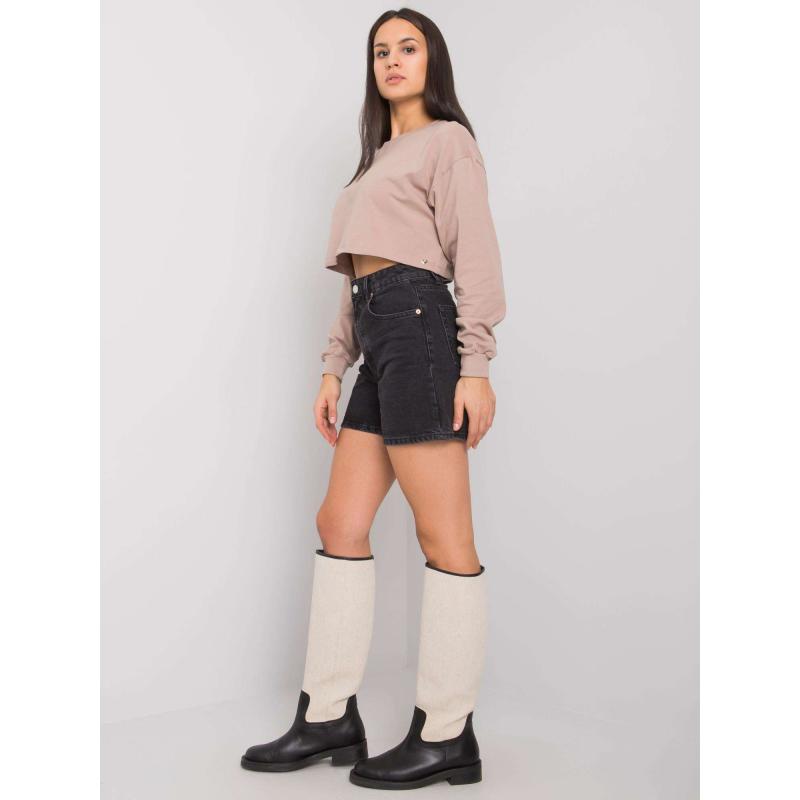 Dámska základná krátka blúzka SIMEONA Dark beige