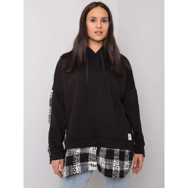 Női kapucnis pulóver Freyah RUE PARIS fekete és fehér