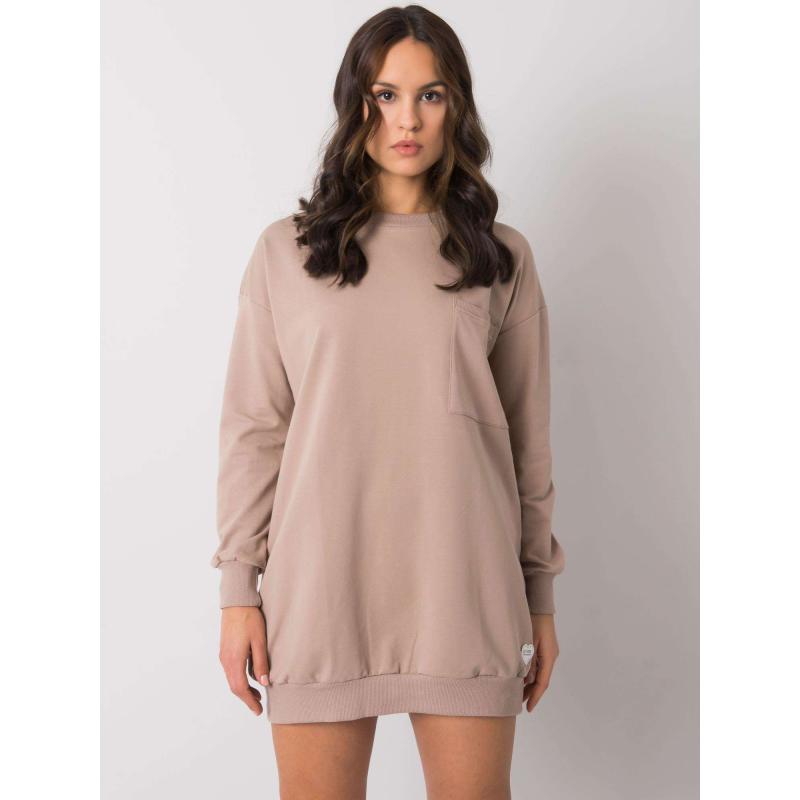 Dámské šaty s kapsou Hanely RUE PARIS tmavě béžové 