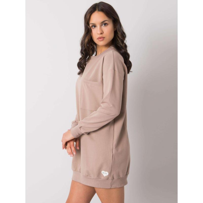 Dámské šaty s kapsou Hanely RUE PARIS tmavě béžové 