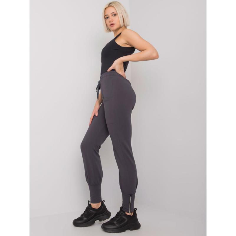 Dámské tepláky se zipy Cindy RUE PARIS grafitové 