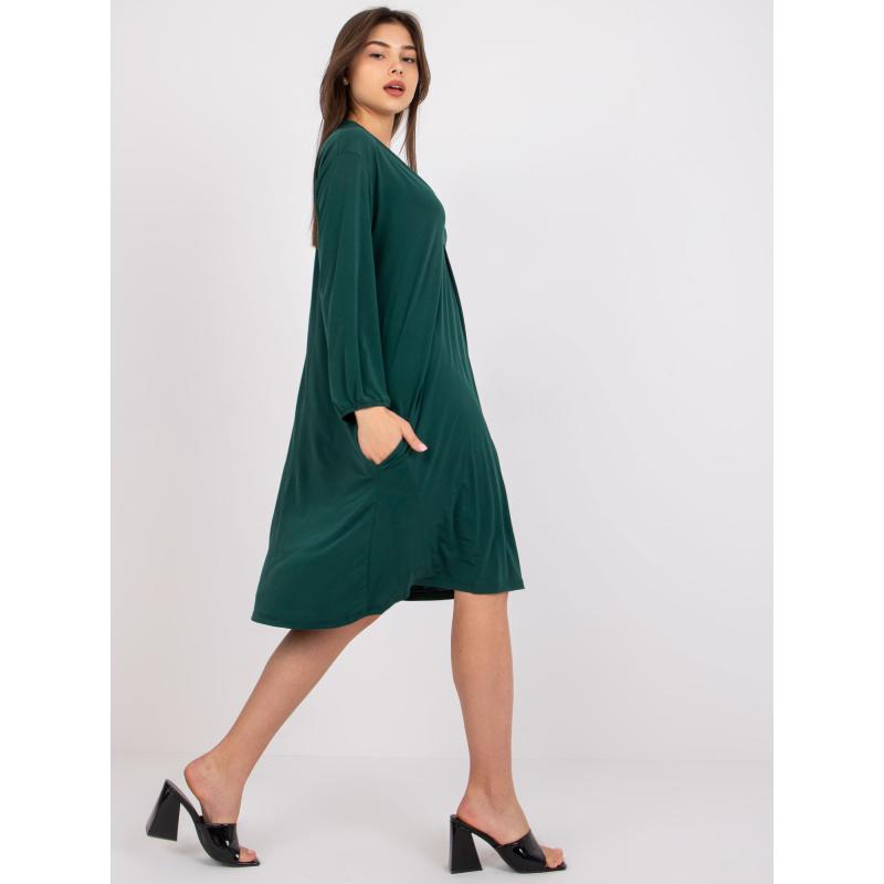 Dámské šaty s dlouhým rukávem RIMINI tmavě zelené 