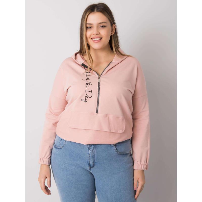 Női egyszínű plus size pulóver ELISA pink