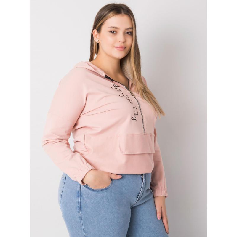 Női egyszínű plus size pulóver ELISA pink