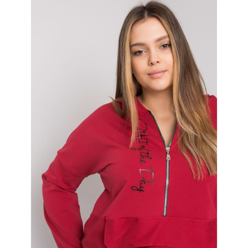 Női kapucnis pulóver KAYLEE plus size bordó
