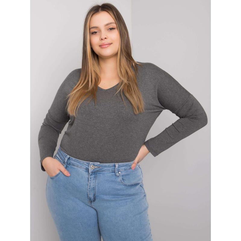 Női plus size melange blúz ELISA sötét szürke