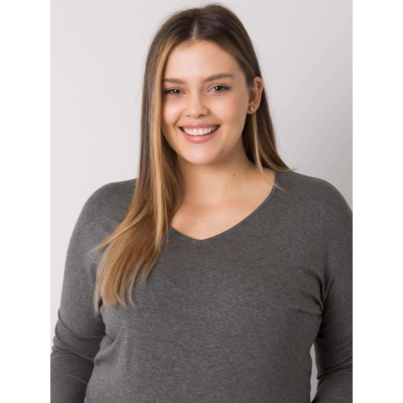 Női plus size melange blúz ELISA sötét szürke