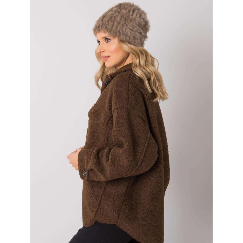 Női szőrme sapka sötétbézs