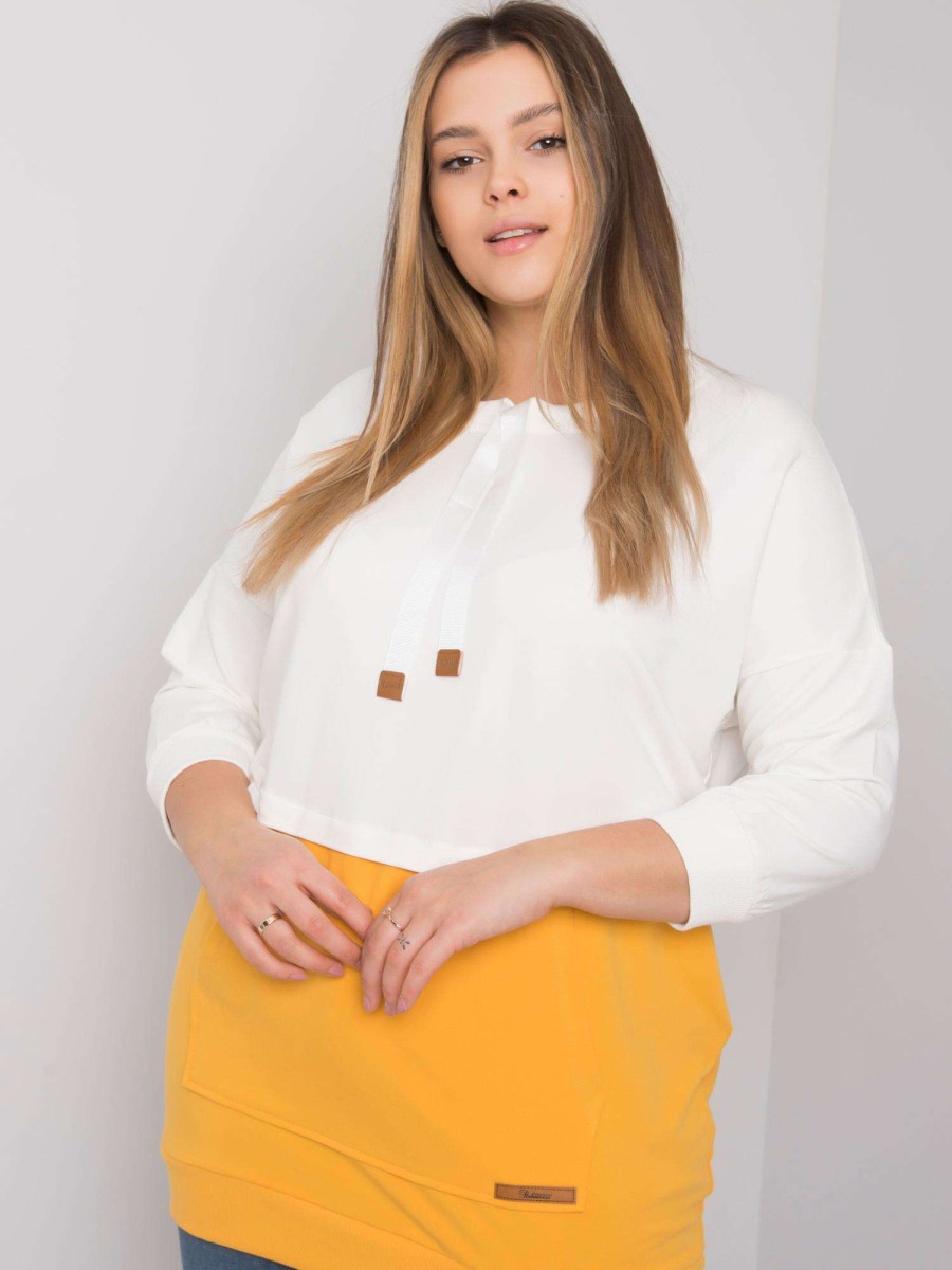 Dámska mikina plus size SIRA ecru-yellow