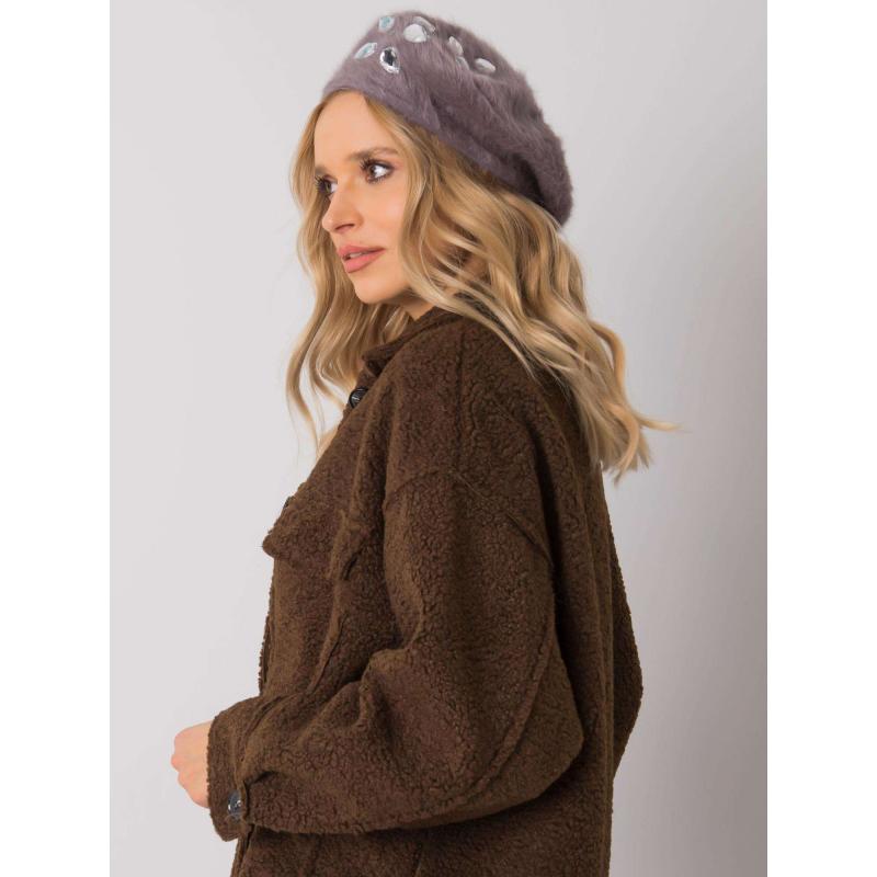 Dámský baret s aplikací tmavě fialový 