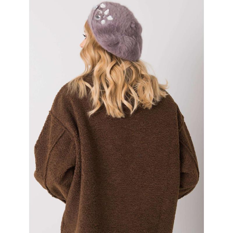 Dámský baret s aplikací tmavě fialový 