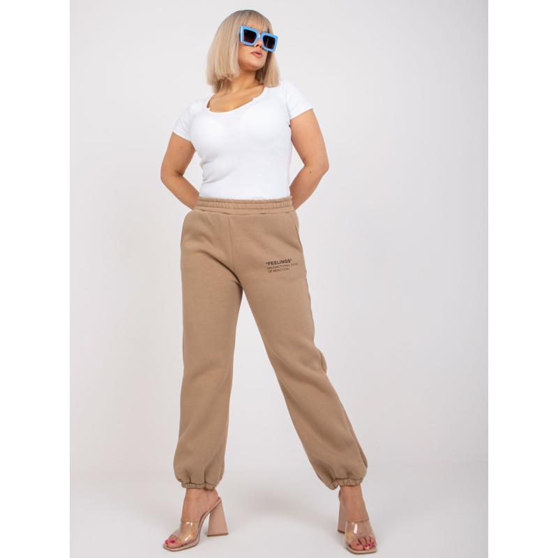 Női plus size pamut melegítőnadrág BANNI sötétbézs sötétbézs