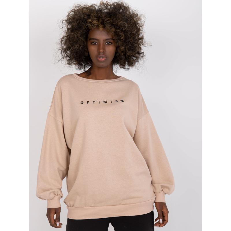 Dámská mikina s kapucí a výšivkou MILEY béžová 