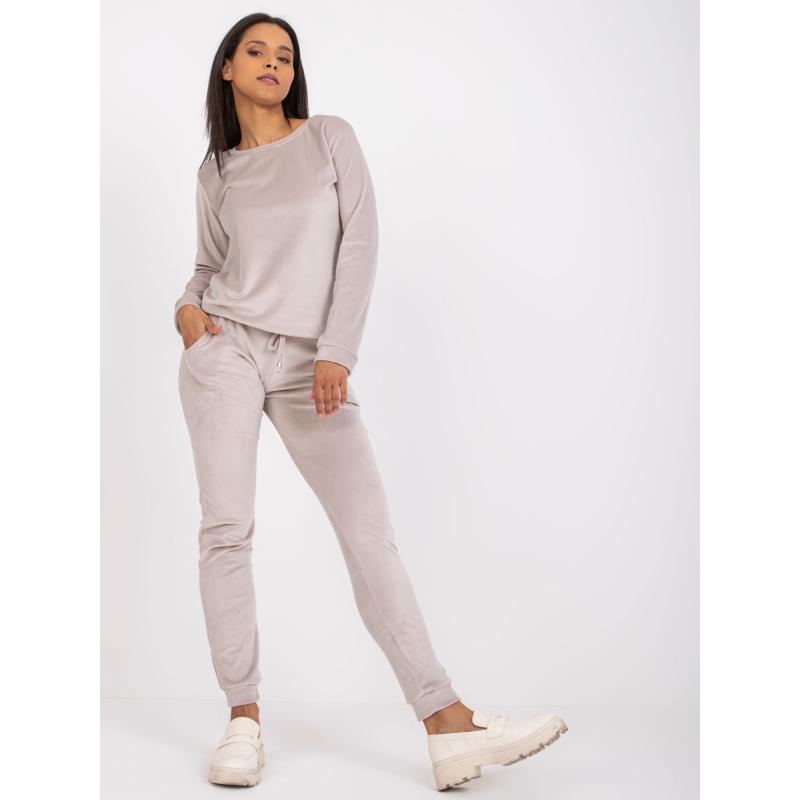 Dámská souprava s kapsami Clarisa RUE PARIS světle šedá 