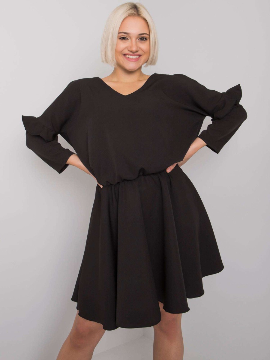 Dámske šaty s volánovým rukávom Victoire RUE PARIS black