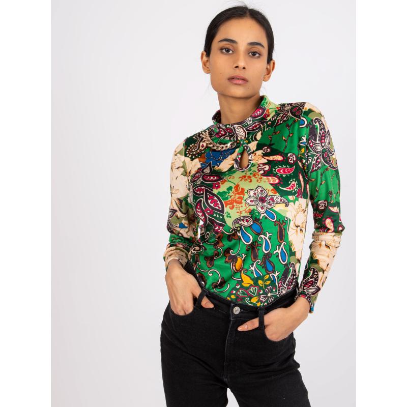 Női mintás bársony blúz BOLOGNA zöld