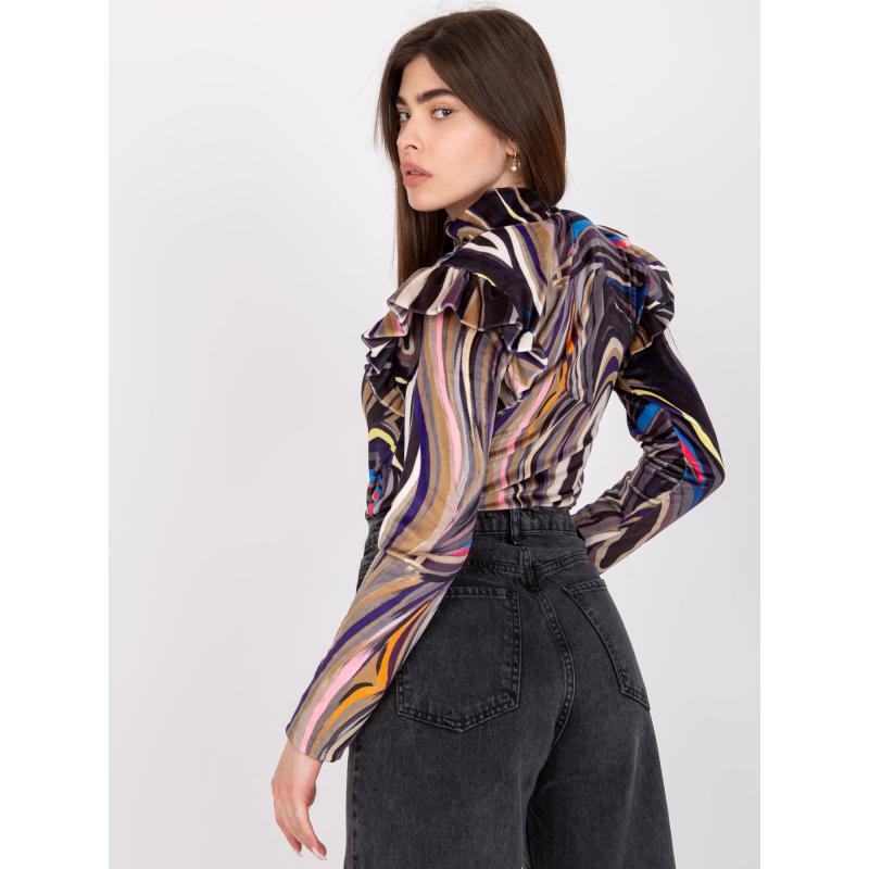 Női hosszú ujjú bársony blúz LINA fekete