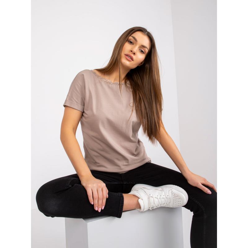 Dámská halenka s výstřihem na zádech Salma RUE PARIS tmavě béžová 