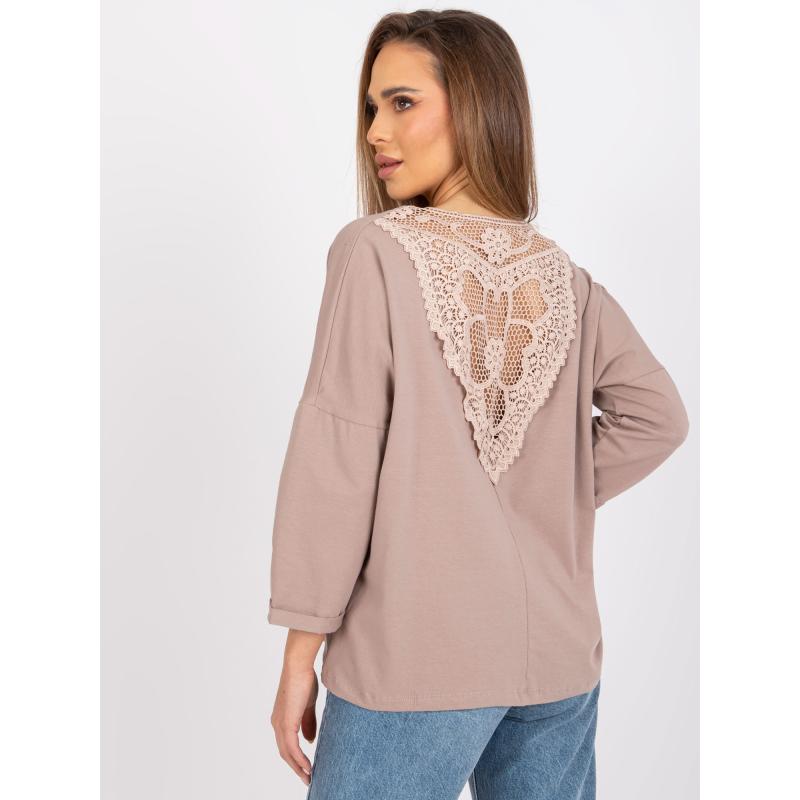 Dámská halenka bavlněná  Sylvie RUE PARIS tmavě béžová 