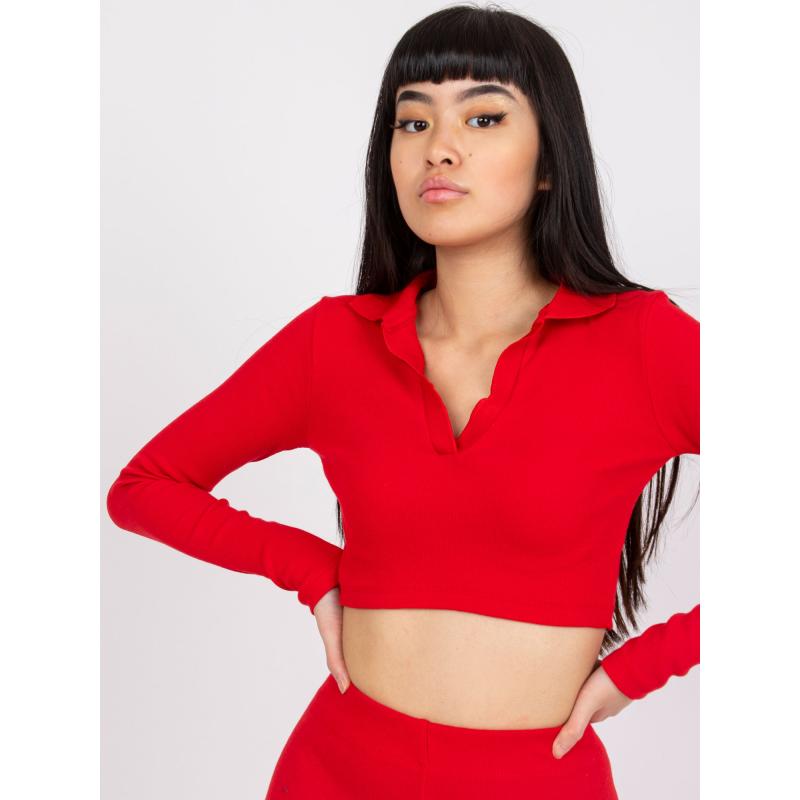 Női rövid blúz, csíkos Flores RUE PARIS vörös