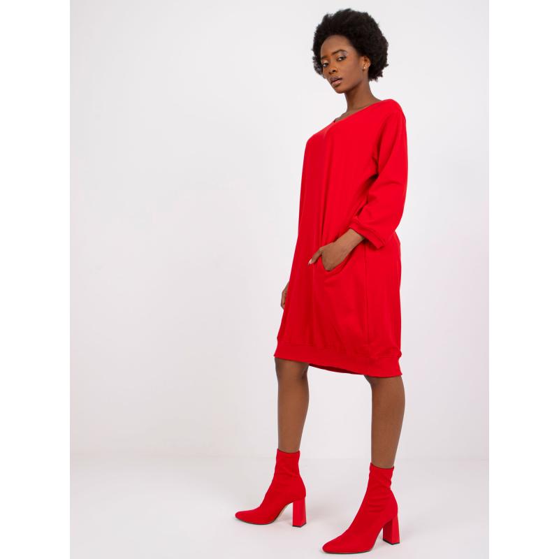 Dámské šaty s kapsami SALOU červené  