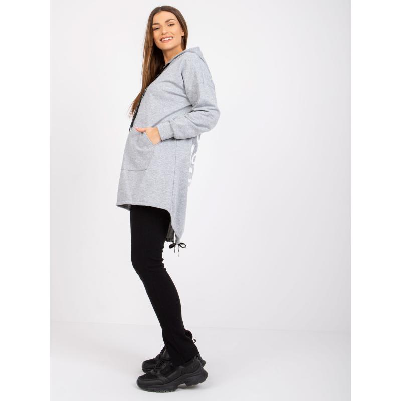 Dámská mikina s potiskem melanžová na zádech SOPHIE šedá 