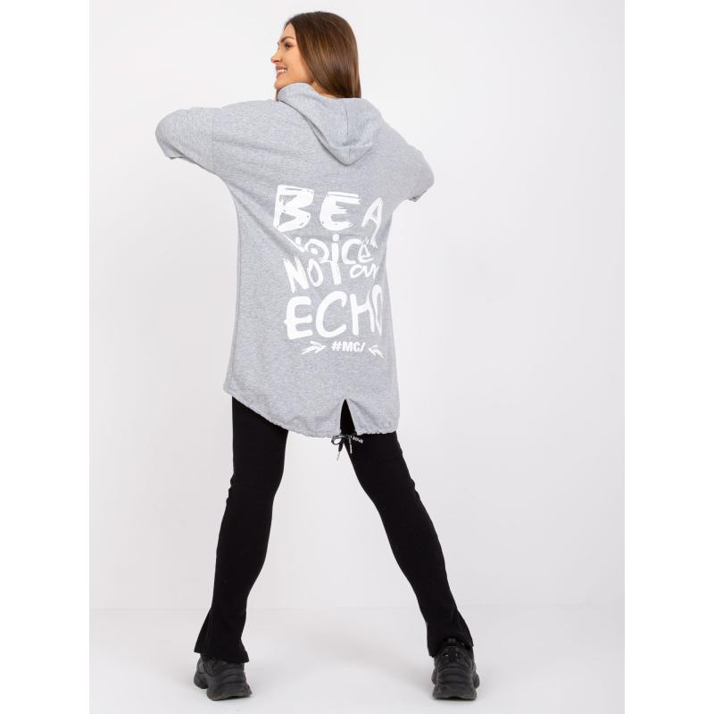 Dámská mikina s potiskem melanžová na zádech SOPHIE šedá 