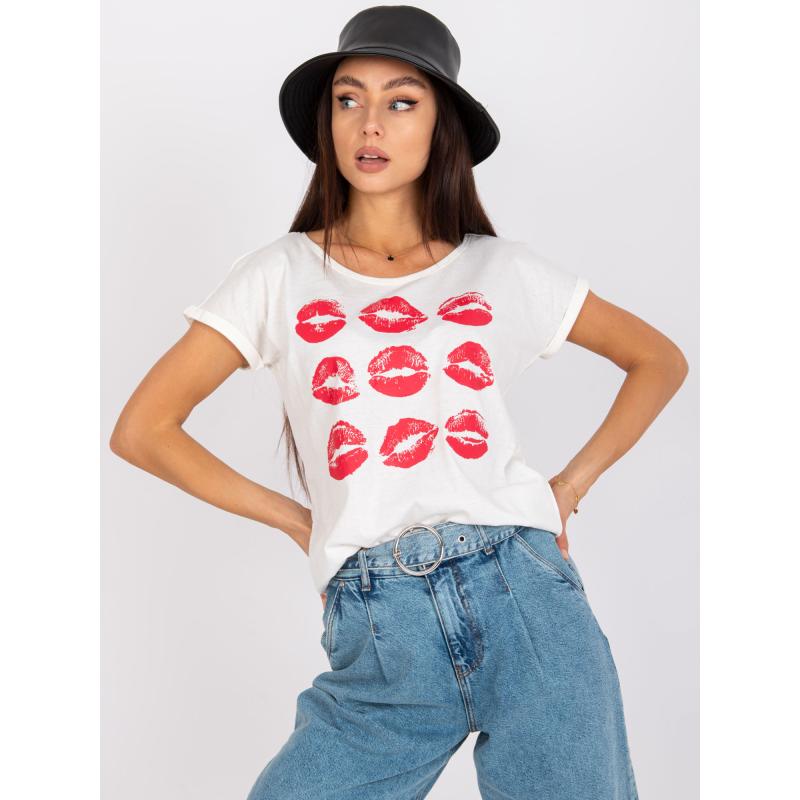 Női nyomtatott póló Malvina MAYFLIES ekrü színben