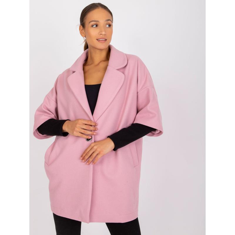 Dámský kabát s jedním knoflíkem Aliz RUE PARIS světle růžový 