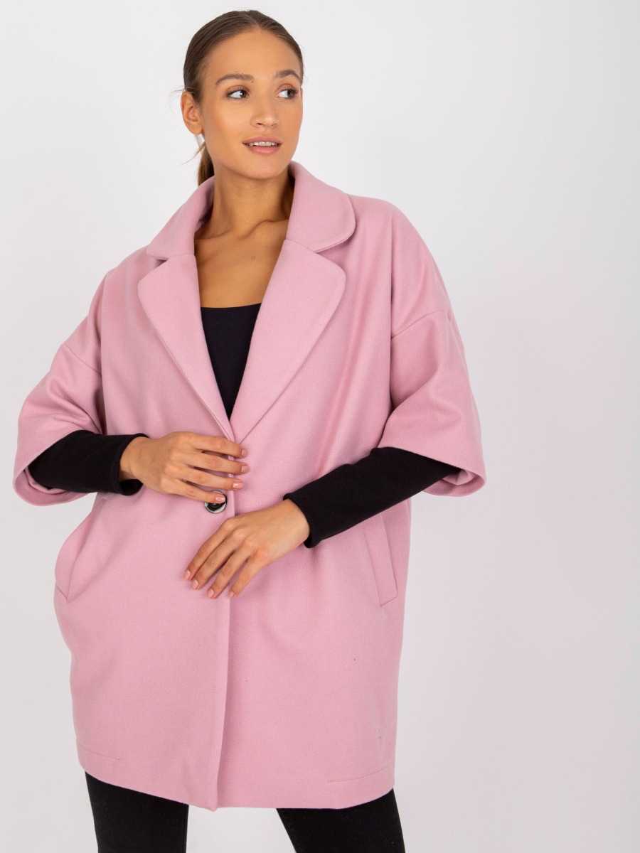 Dámsky kabát s jedným gombíkom Aliz RUE PARIS Light Pink