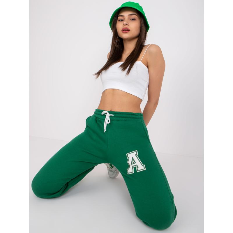 Dámské tepláky s vysokým pasem DARINA tmavě zelené 