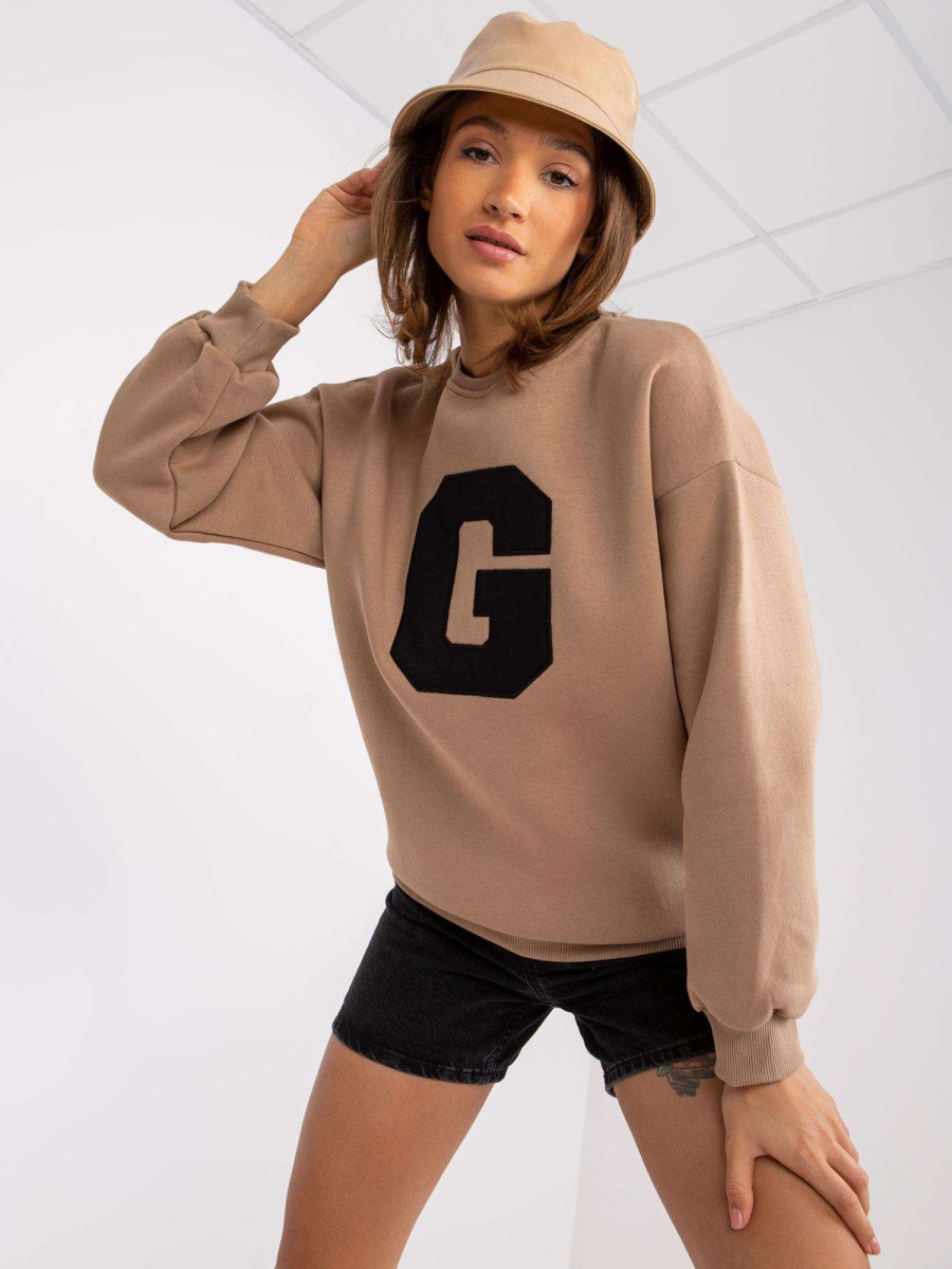 Dámska nadrozmerná mikina SEVERINE dark beige