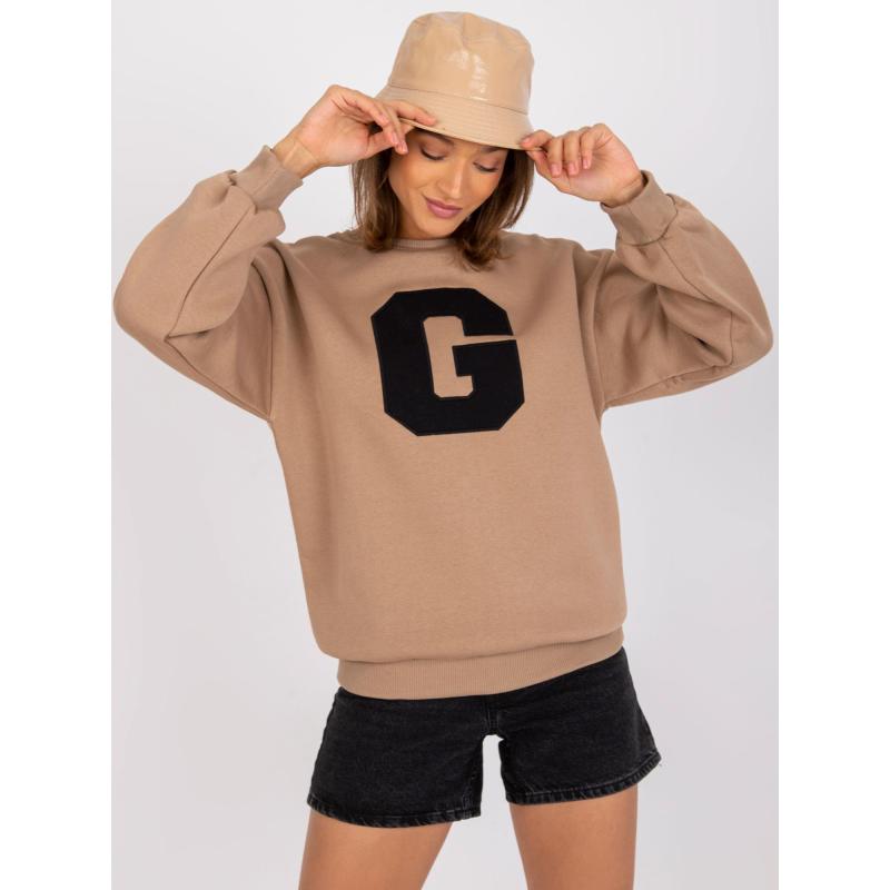 Női túlméretezett pulóver SEVERINE sötét bézs színű