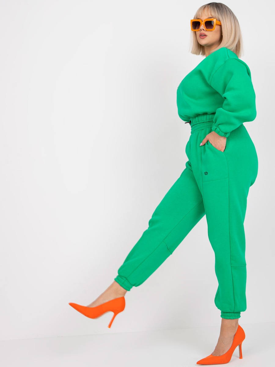 Dámská souprava s kalhotami plus size tepláková MALEAH zelená 