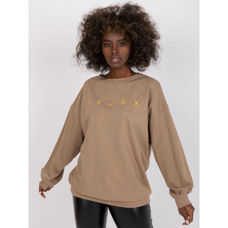 Dámska oversize mikina DAMIETTE tmavo béžová a zlatá