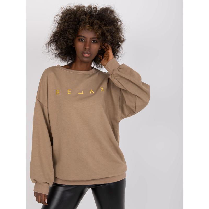 Dámska oversize mikina DAMIETTE tmavo béžová a zlatá