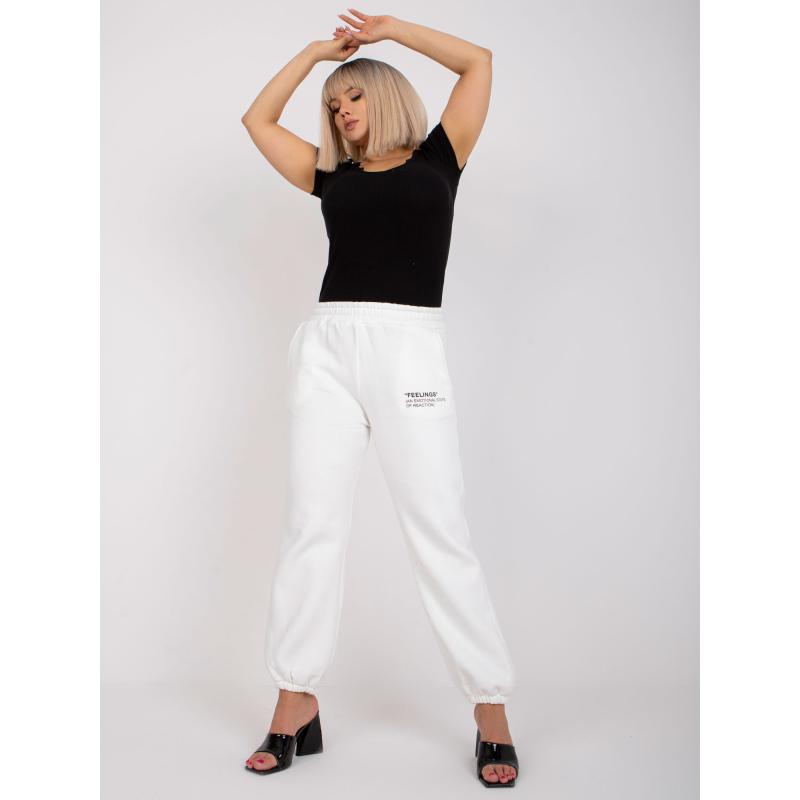 Dámské tepláky s bavlnou plus size BANNI bílé 