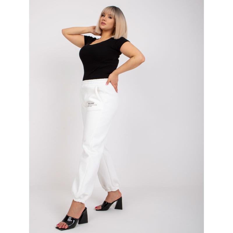 Dámské tepláky s bavlnou plus size BANNI bílé 