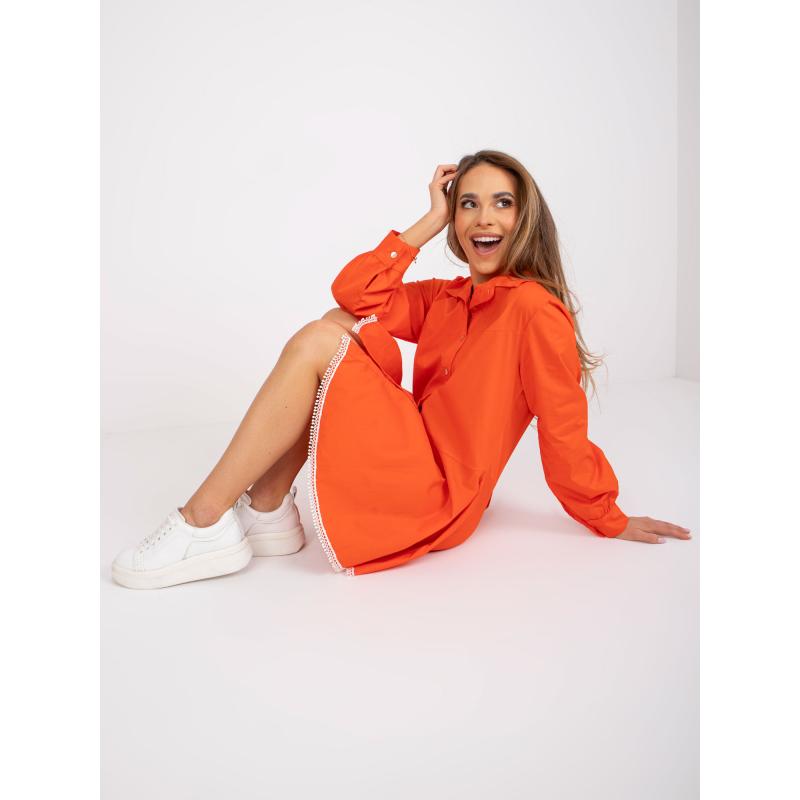 Női ruha gombokkal ADRIANNA narancssárga színben