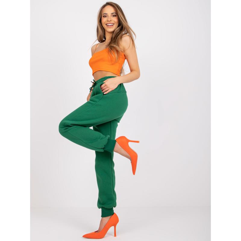 Dámské tepláky s kapsami JULIA tmavě zelené