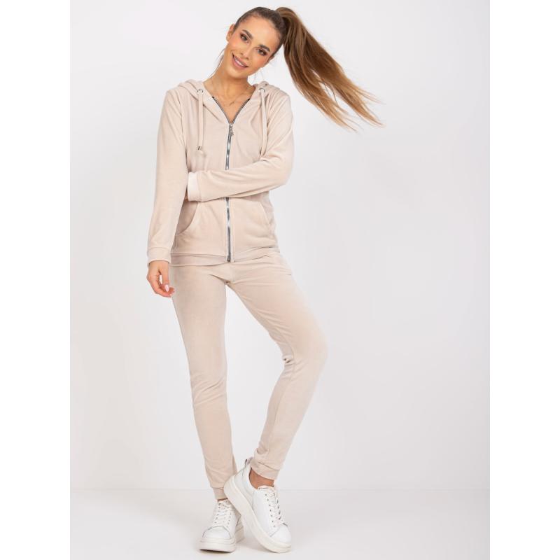 Dámská souprava s mikinou ILARIA s kapucí béžová