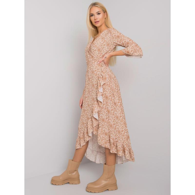 Dámské šaty s volánem vzorované Williamson OCH BELLA béžové  