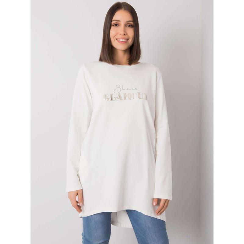 Női plus size tunika zsebekkel ALEXIAH ekrü színben