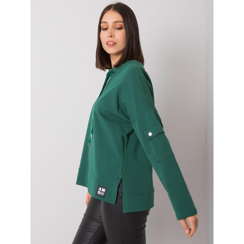 Dámská halenka s kapsami na rukávech plus size LUNNARA tmavě zelená