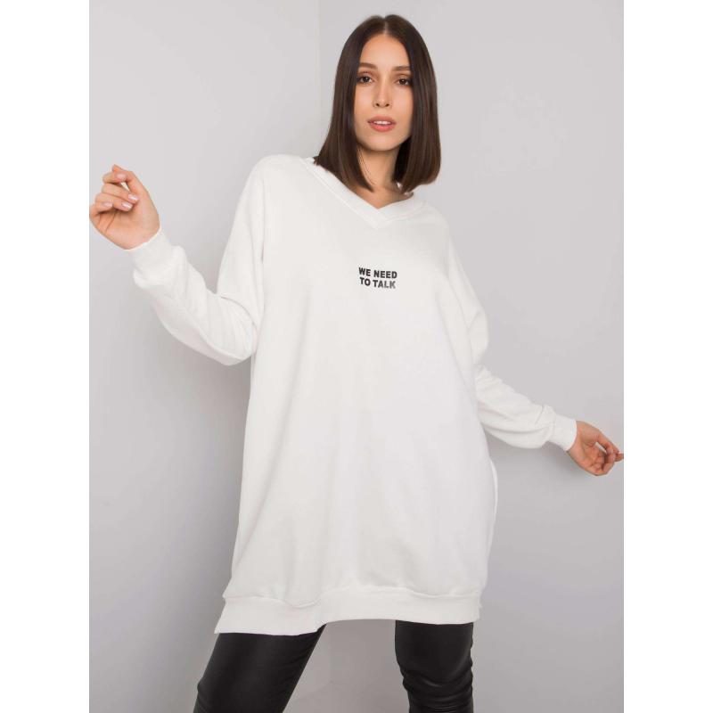 Dámská tunika melanžová plus size bavlněná RAELLA ecru  