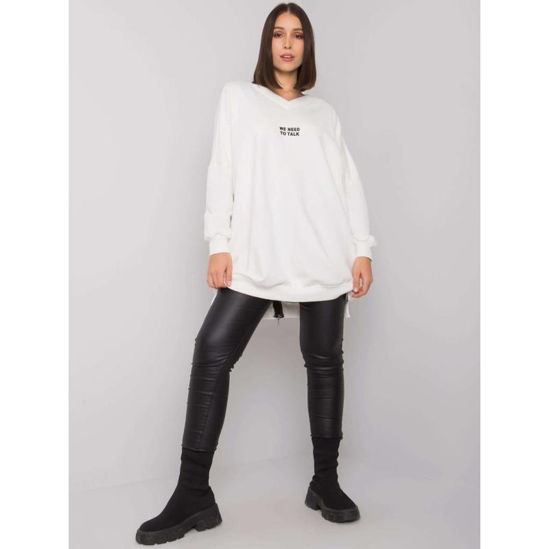 Dámská tunika melanžová plus size bavlněná RAELLA ecru  