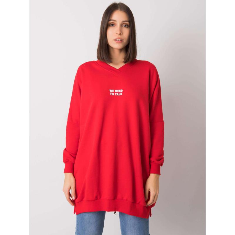 Női melange plus size pamut tunika RAELLA piros