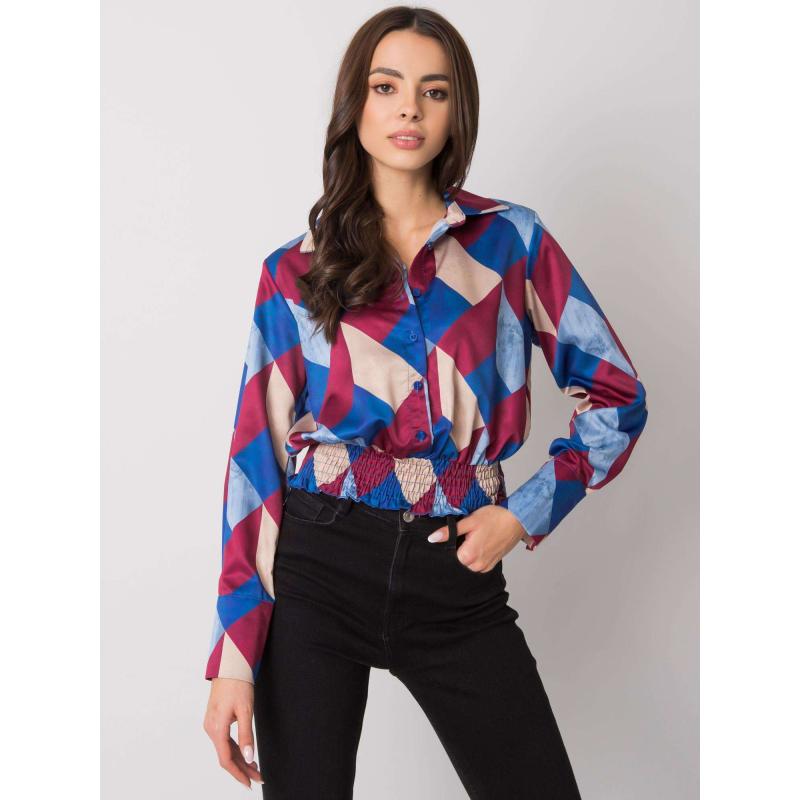 Női mintás ing blúz GRIZELLA bordó kék
